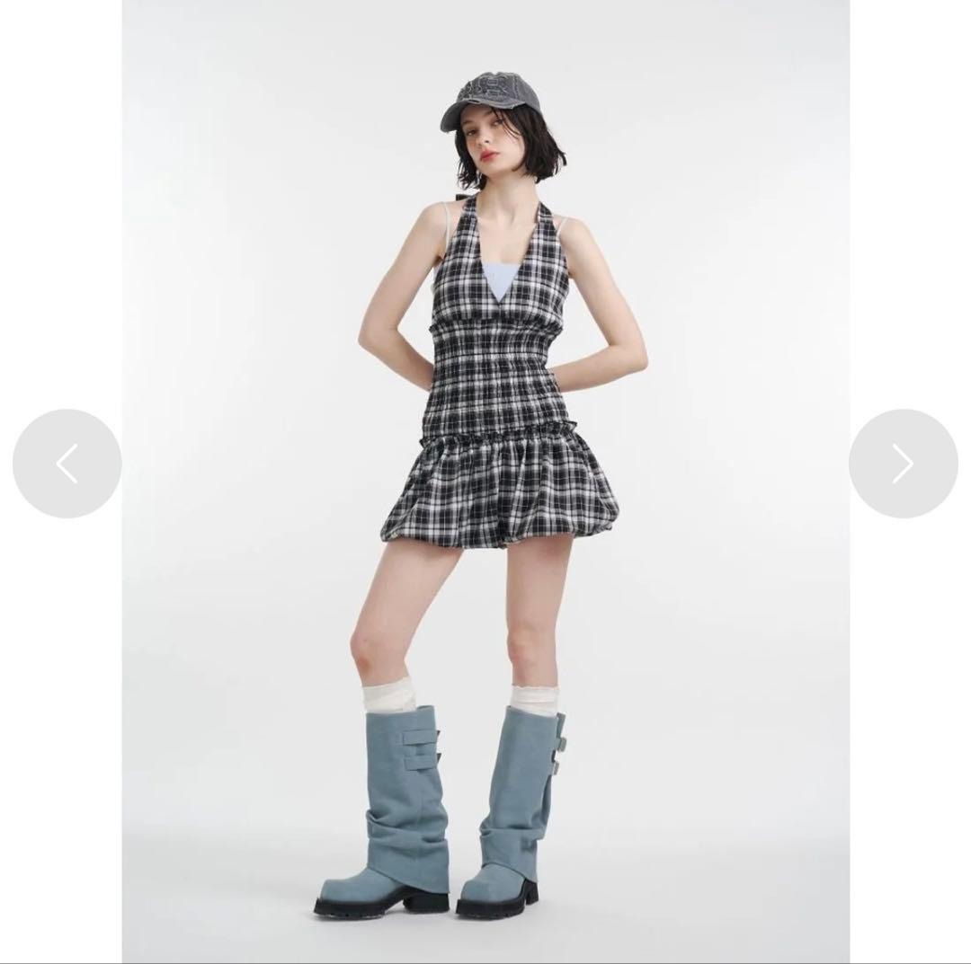 joubie バックル付きロングブーツ ライトブルー