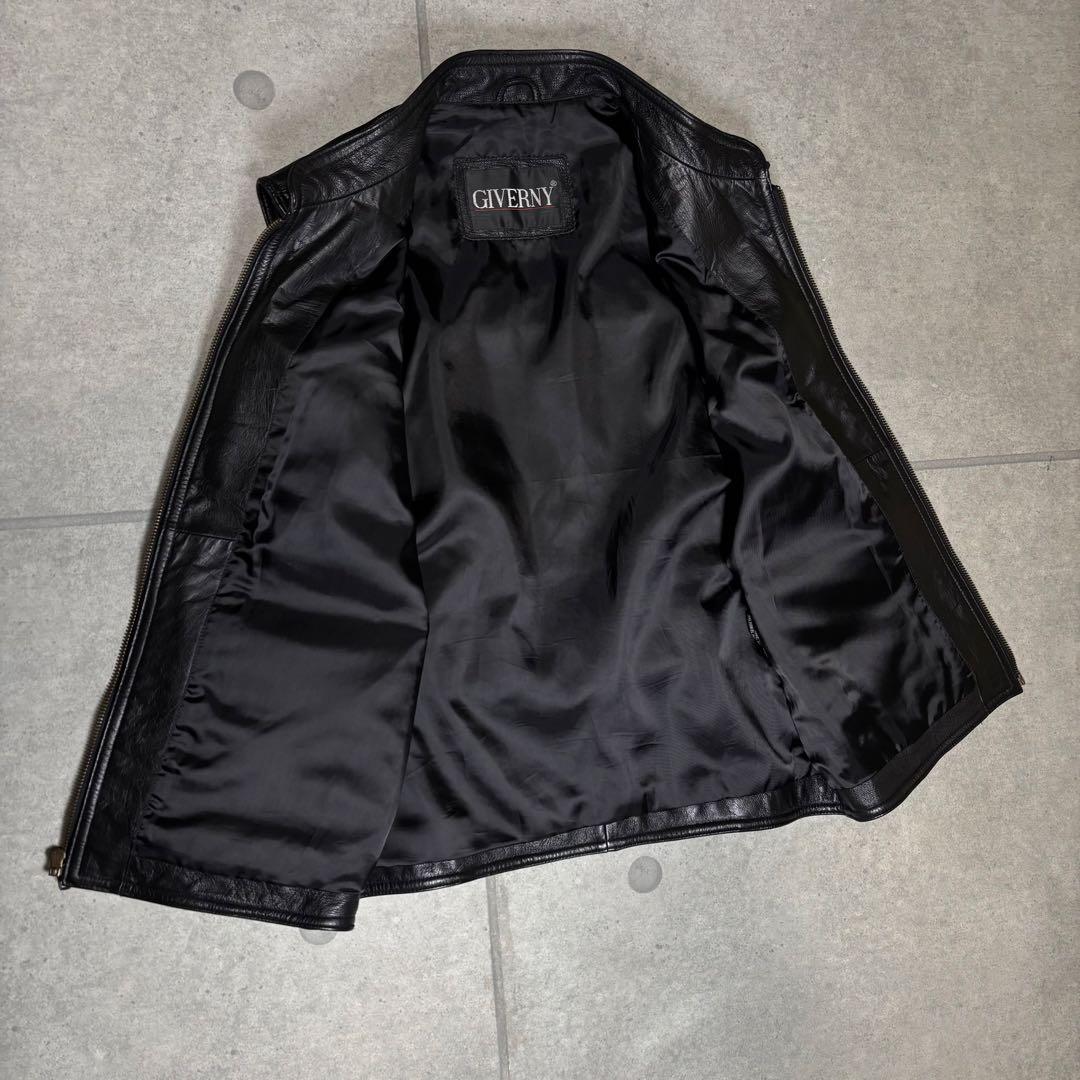 ヴィンテージ　レザーベスト　本革　90s　ギミック　マルチポケット　シンチバック