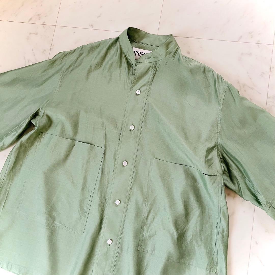 美品✨アンスクリア 長袖シャツ シルク100% グリーン 日本製