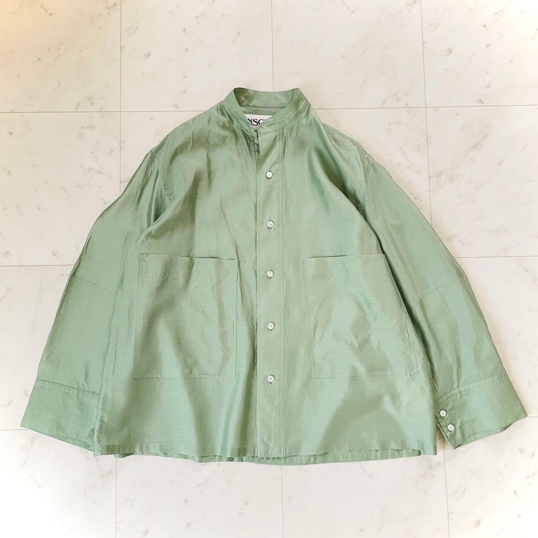 美品✨アンスクリア 長袖シャツ シルク100% グリーン 日本製
