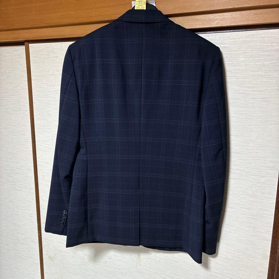 エルメス　ネイビー チェック柄 ビジネスジャケット　サイズ48