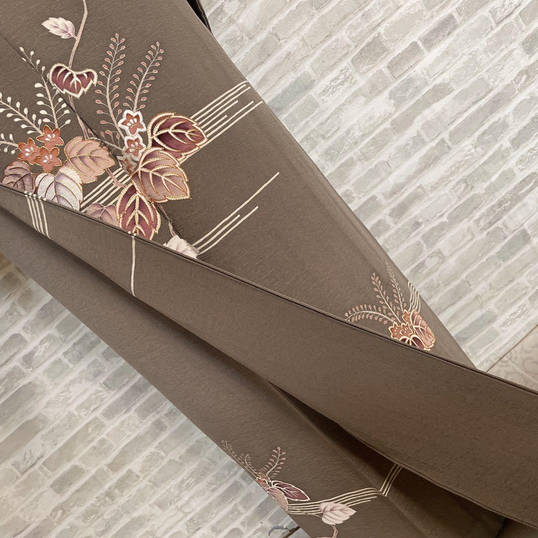 訪問着　フルセット　桐　桐の花　金駒刺繍　金彩加工　パールトーン加工　着物　H1