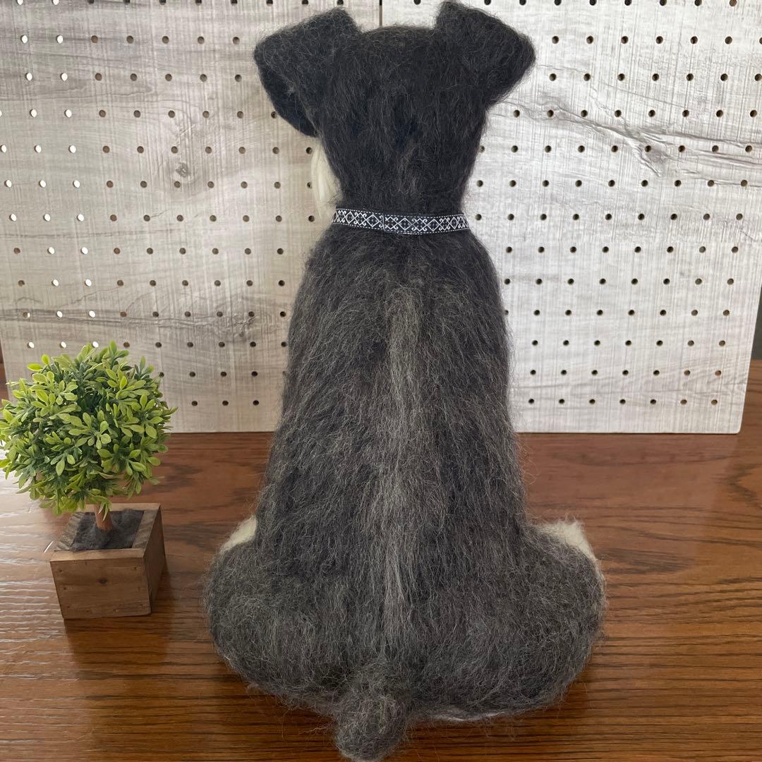 羊毛フェルト　ミニチュアシュナウザー　ブラック&シルバーちゃん　BIGサイズ