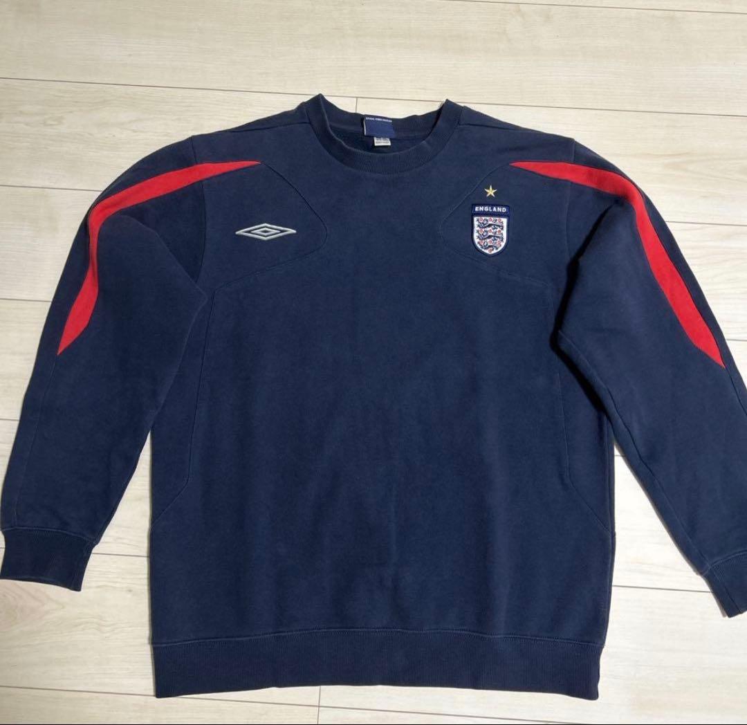 激レア 90s イングランド アンブロ umbro 刺繍ロゴ スウェット 紺　赤