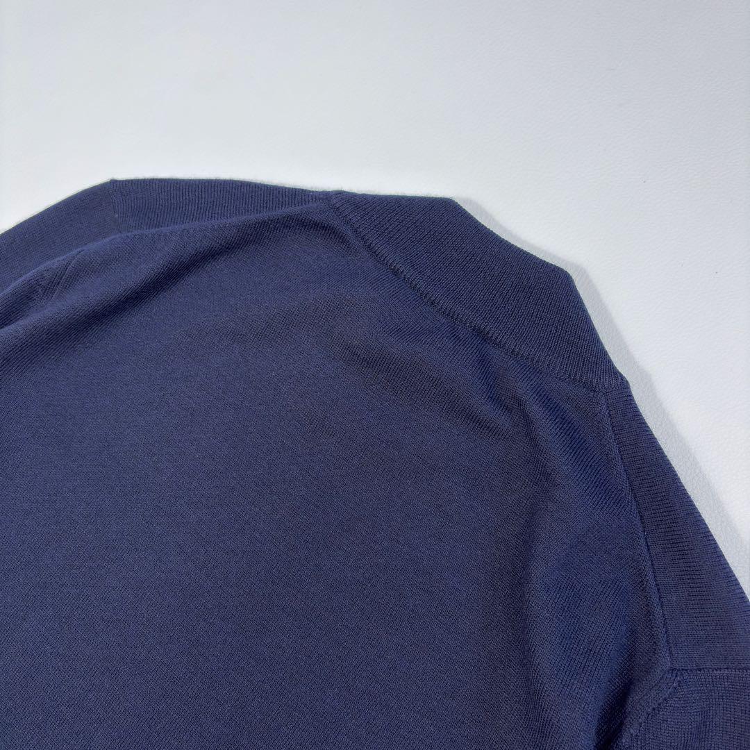 極美 グランサッソ モックネック ニット ネイビー ウール100％ イタリア製