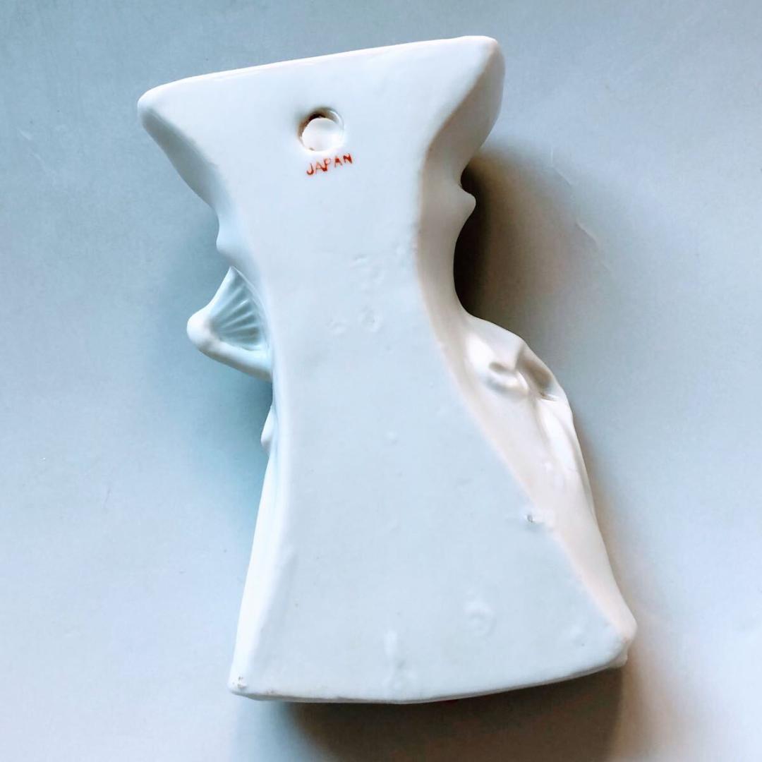 #3905 コロニアル・レディ 磁器製 壁掛けポケット花瓶 日本製 1950年