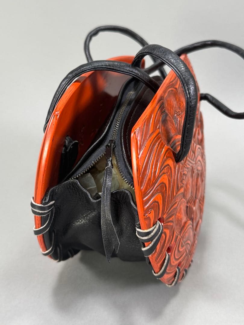 鎌倉彫　ハンドバック　彫刻家村主匡左造　羊皮　目立った傷や汚れなし　着物バック