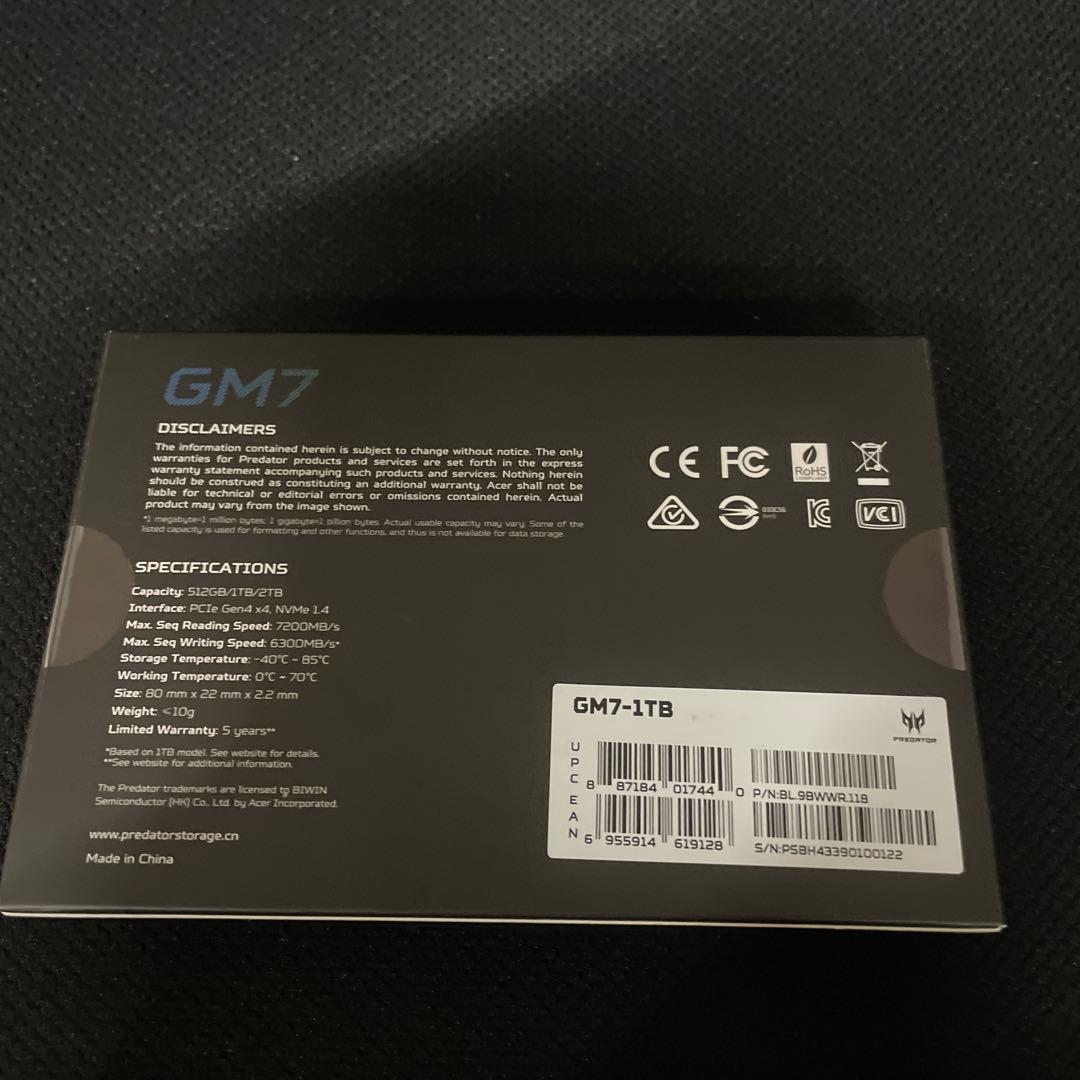 Acer Predator SSD 1TB PCIe Gen4x4 M.2 4点