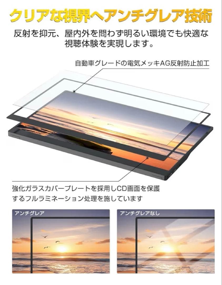 ✨15.6インチ✨モバイルモニター タッチパネル 薄型 軽量 スピーカー内蔵