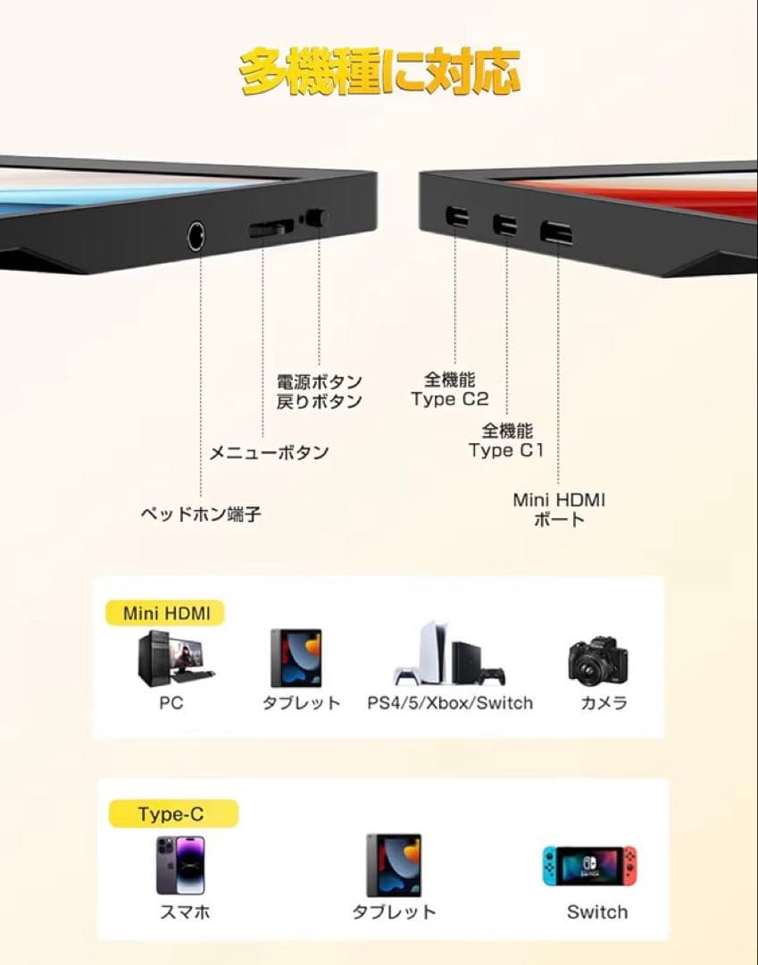 ✨15.6インチ✨モバイルモニター タッチパネル 薄型 軽量 スピーカー内蔵