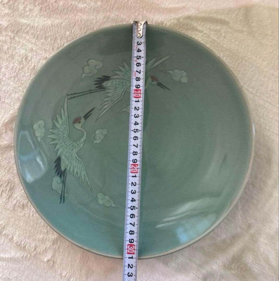 青磁大皿　陶磁器　骨董　アンティーク　韓国　31cm