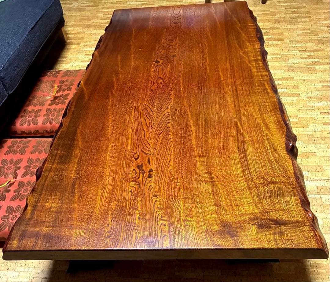 欅の一枚板　座卓　無垢　 ローテーブル　昭和レトロ