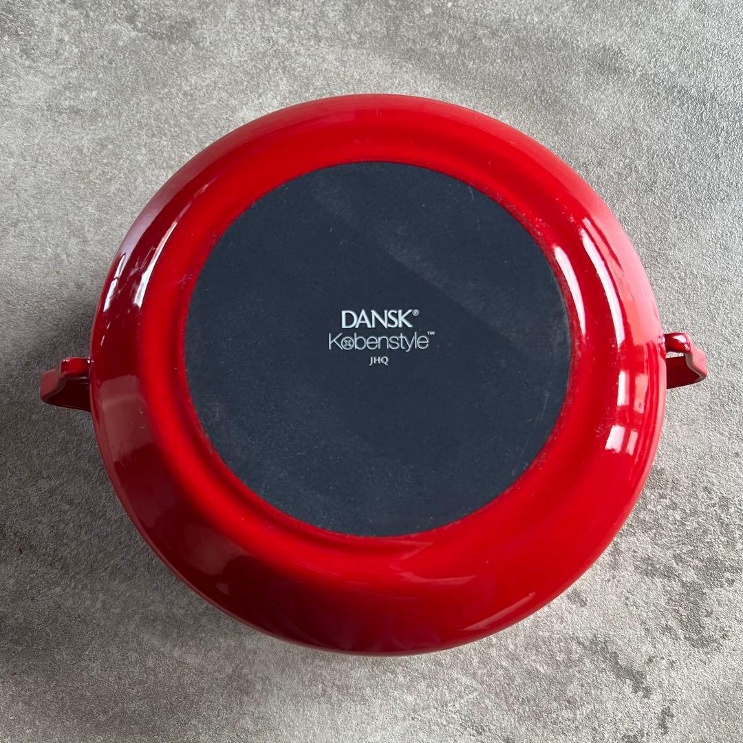 DANSK 赤 ホーロー鍋 蓋付き