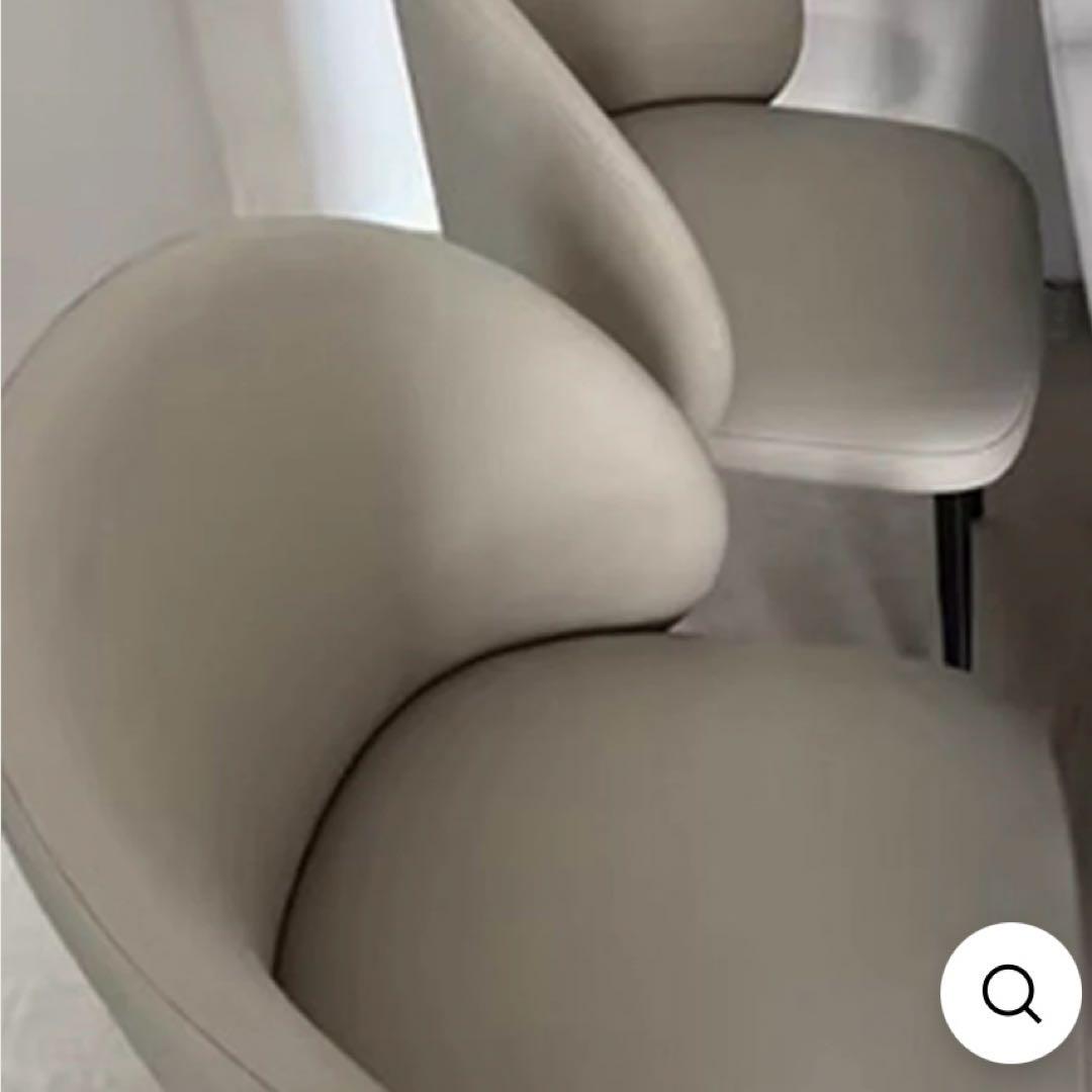 ライトグレー 楕円形背もたれ ダイニングチェア