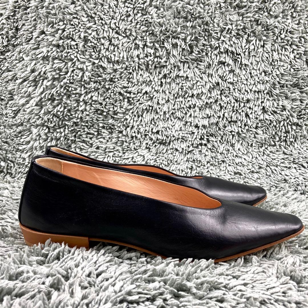 未使用級 スペルタ フラット オールレザー ブラック イタリア製 パンプス