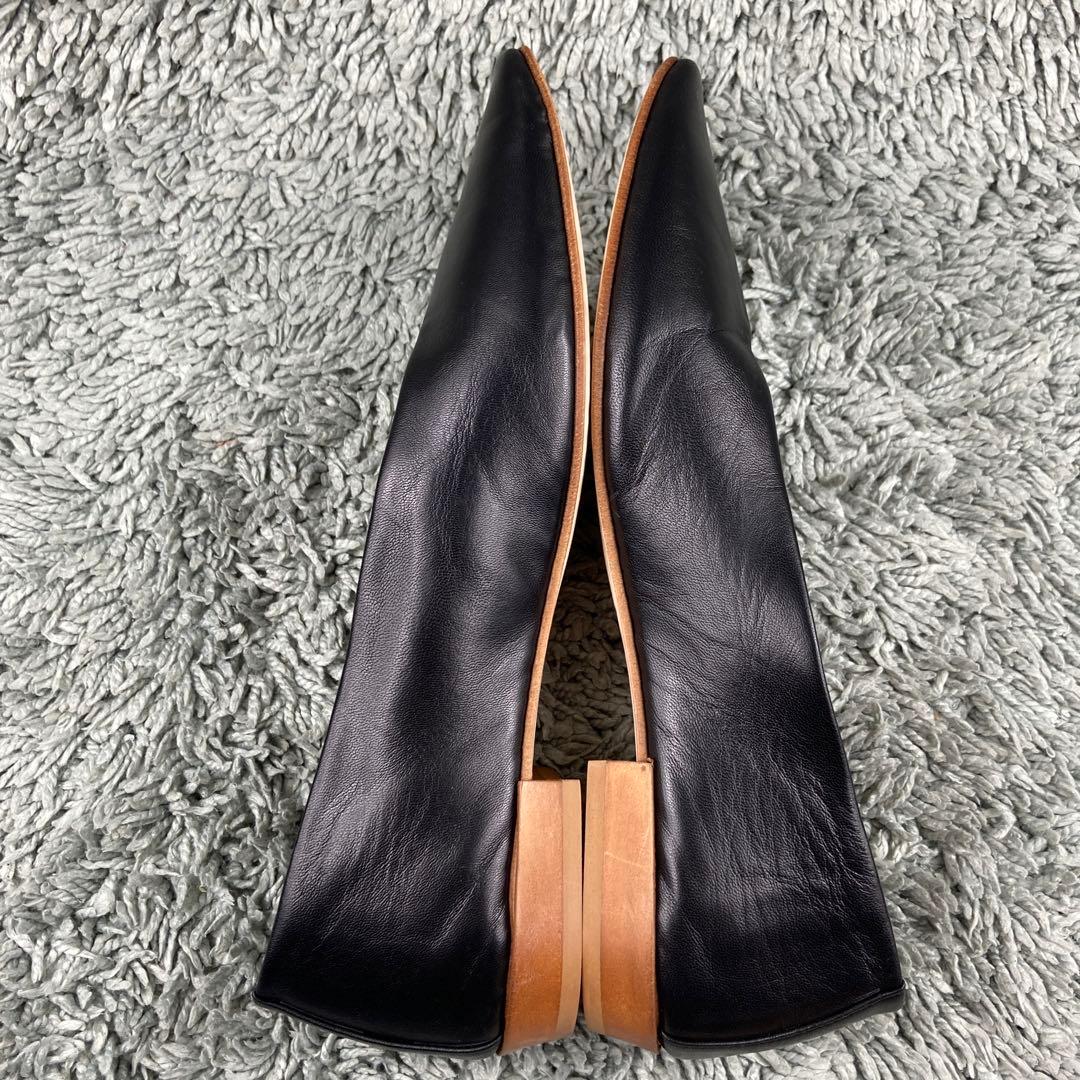 未使用級 スペルタ フラット オールレザー ブラック イタリア製 パンプス