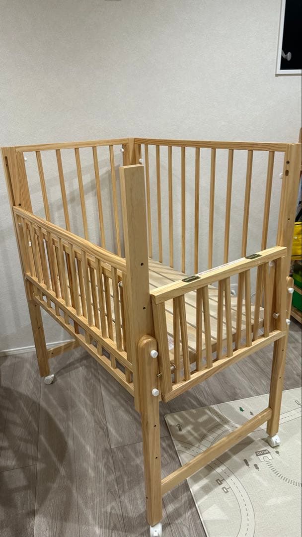 yamatoya【ミニサイズ】トール Wオープンベビーベッド ナチュラル