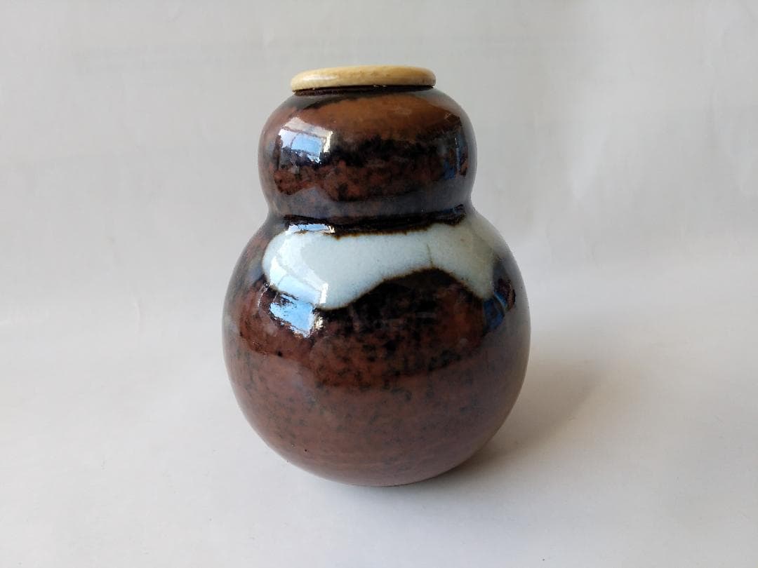 裏千家 淡々斎宗室 御書付『膳所焼 瓢茶入』淡海ぜぜ 陽炎園 岩崎健三 美品