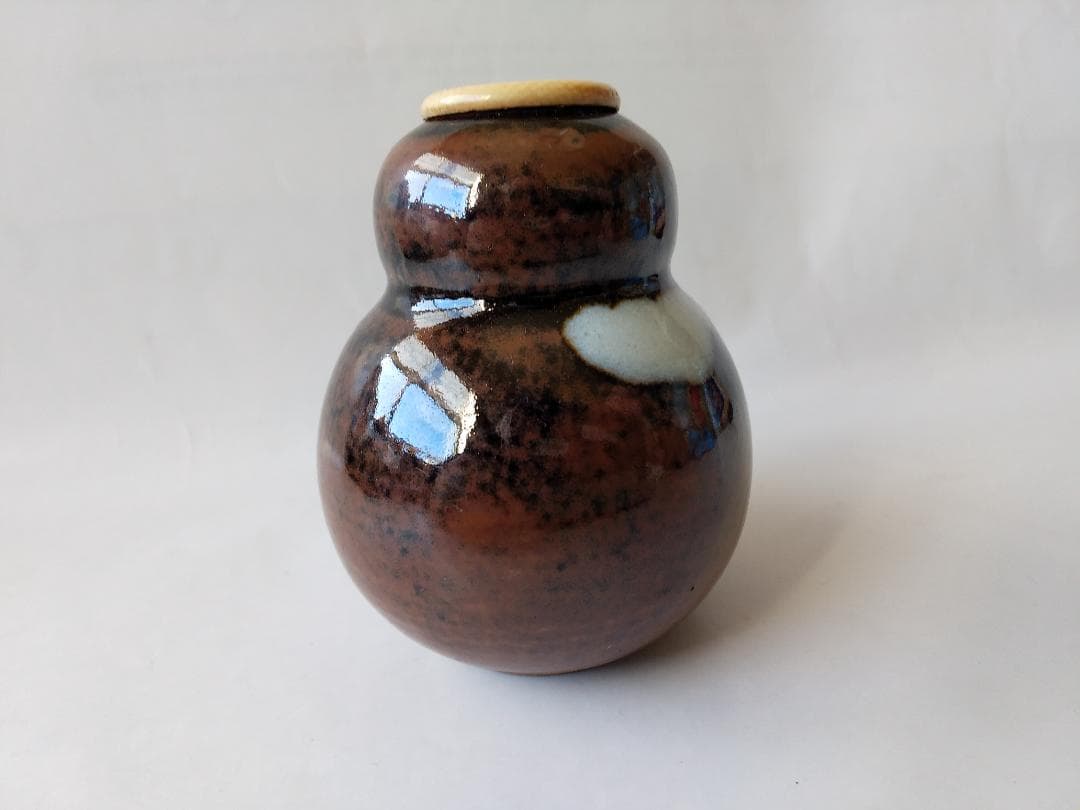 裏千家 淡々斎宗室 御書付『膳所焼 瓢茶入』淡海ぜぜ 陽炎園 岩崎健三 美品