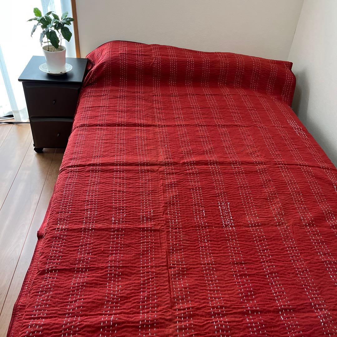 インド　ヴィンテージ　ラリーキルト　カンタキルト　マルチカバー  ベットカバー