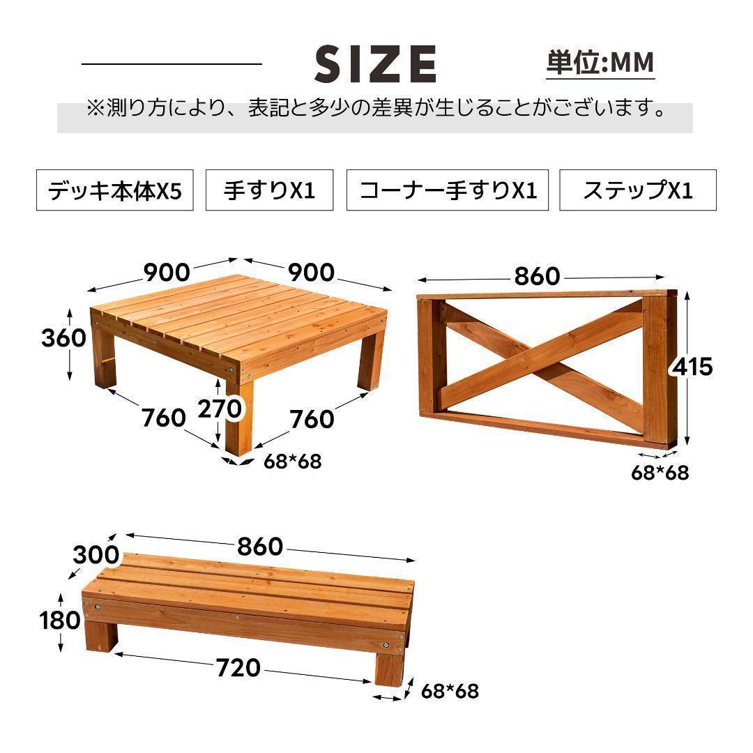 ウッドデッキ 天然木 キット 9点セット 組み合わせ自由 ウッドパネル
