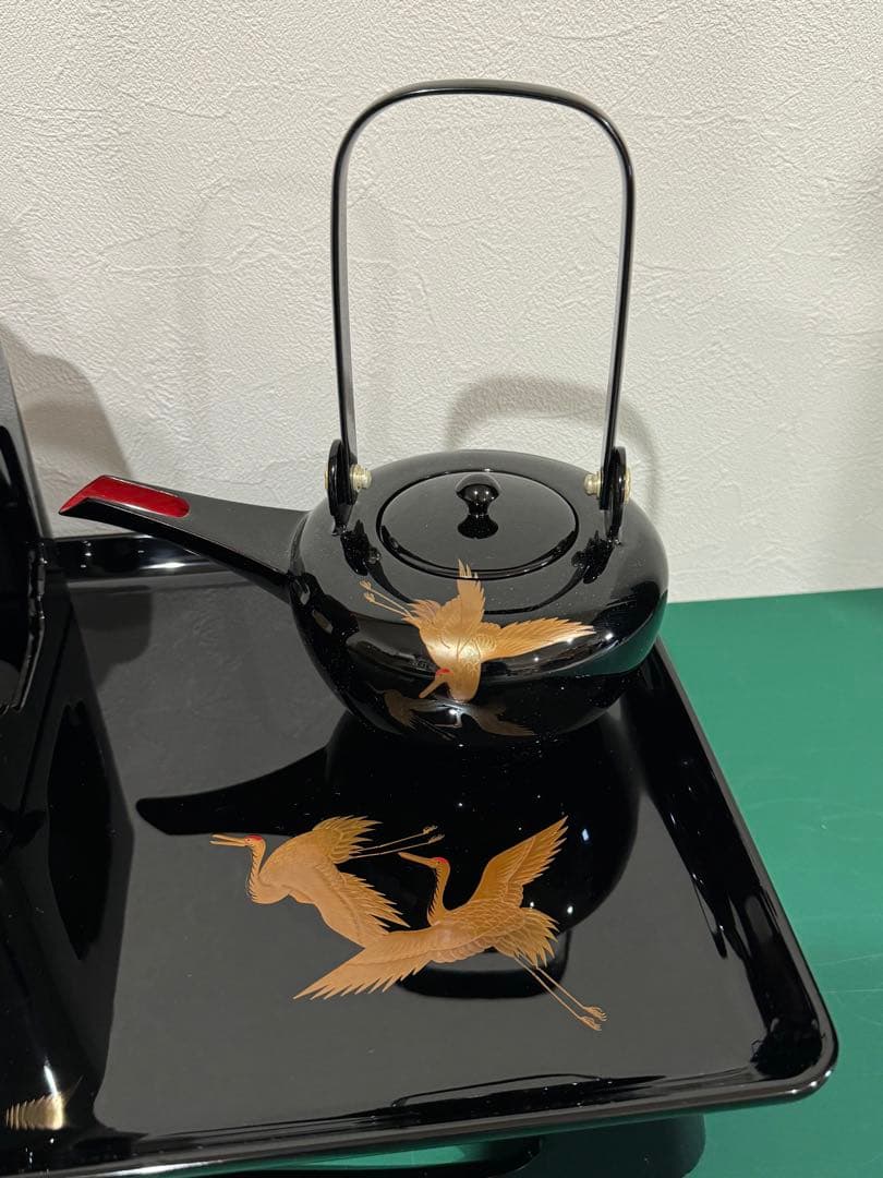 能登輪島塗　屠蘇揃い　鶴　蒔絵　美品