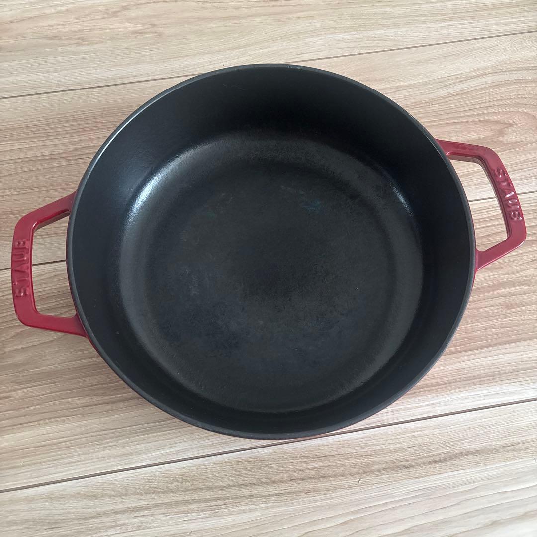 STAUB ストウブ 両手鍋 24cm チェリー レッド 浅型