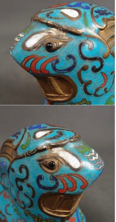 送料無料　清時代景泰藍/七宝怪獣形蓋物　中国古玩