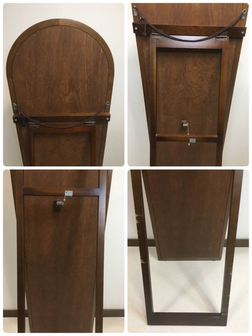 美品 天然木 姿見 鏡 スタンドミラー 面取り鏡 高さ148cm 壁掛けにも対応