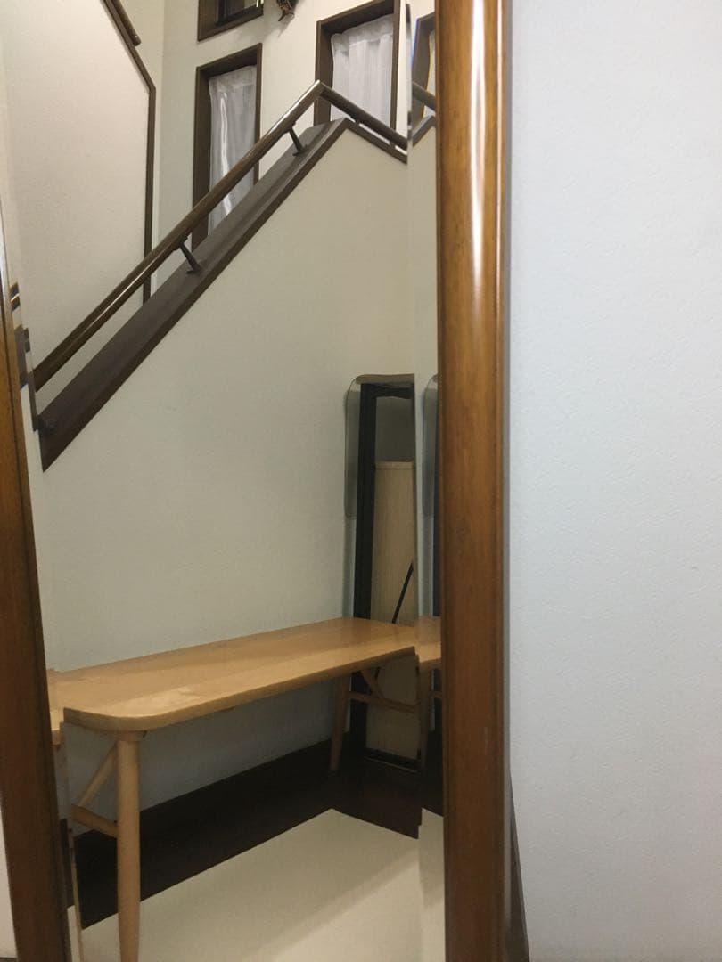 美品 天然木 姿見 鏡 スタンドミラー 面取り鏡 高さ148cm 壁掛けにも対応