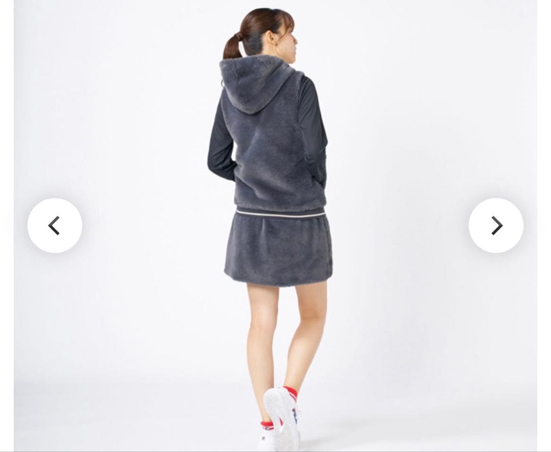 新品　フィラ　FILA ファー　フードベスト　スコート　セットアップ　L XL