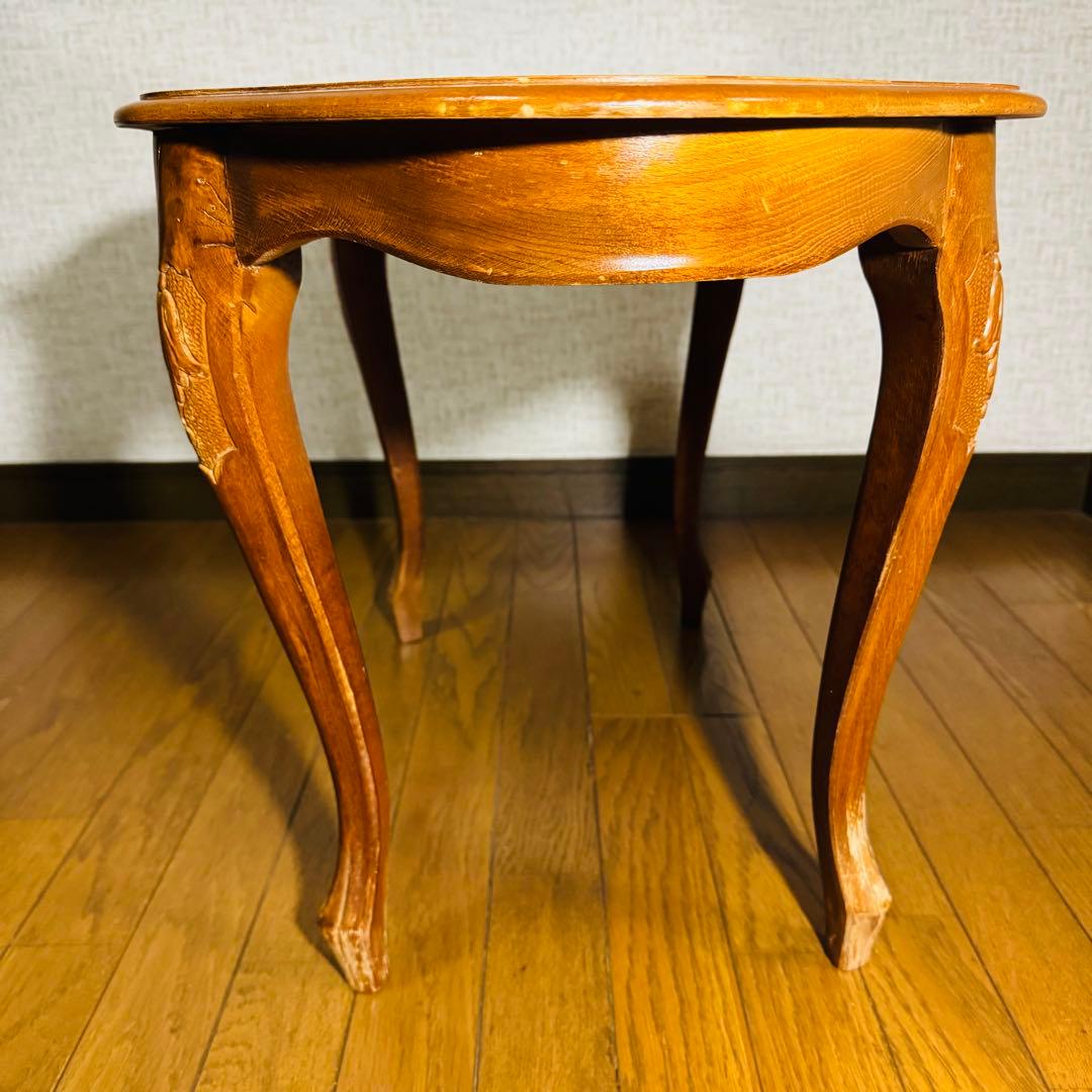 サイドテーブル　コーヒーテーブル　象嵌　イタリアアンティーク　猫脚