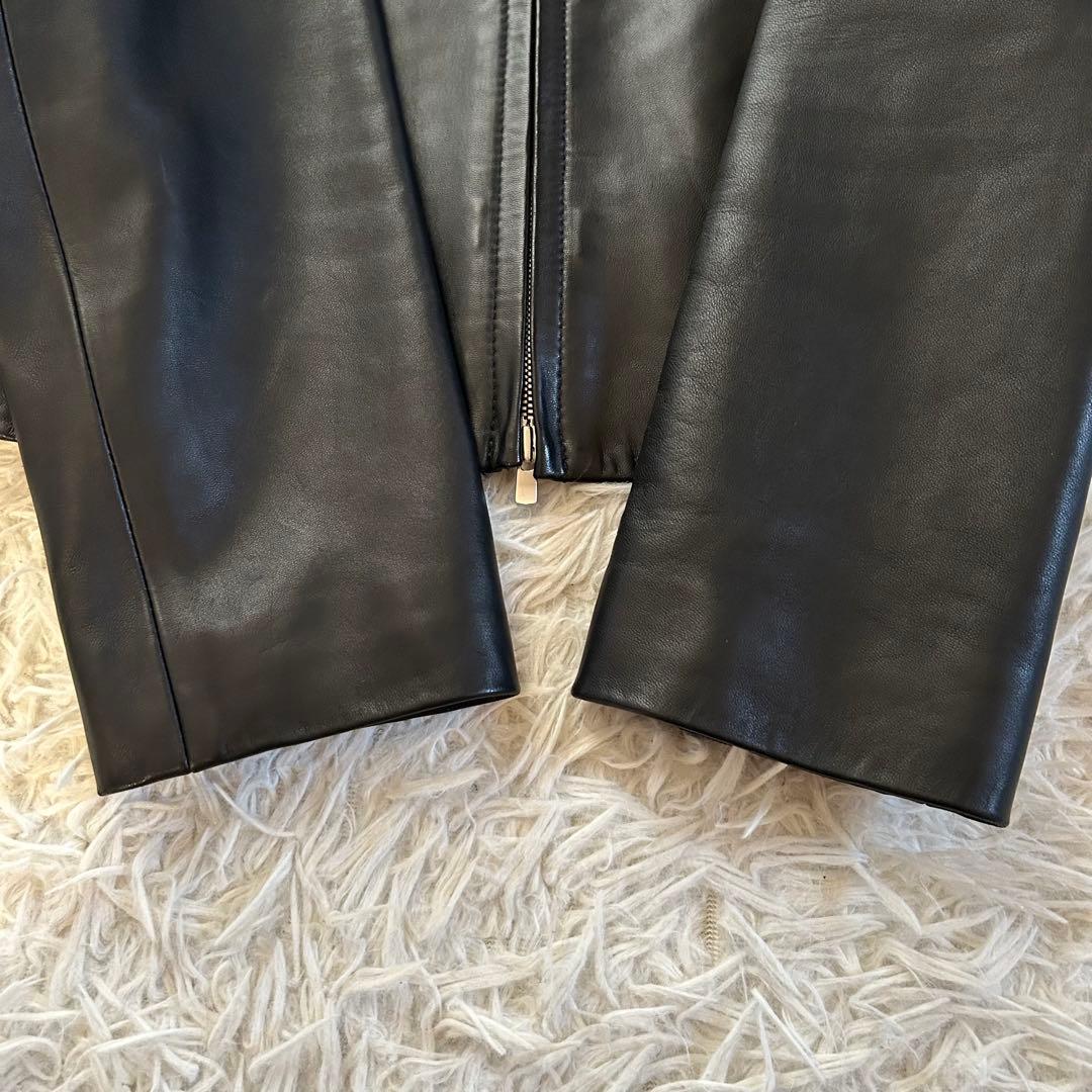 美品　ボールジィ　レザージャケット　ノーカラー　シングル　ラムレザー　柔らか