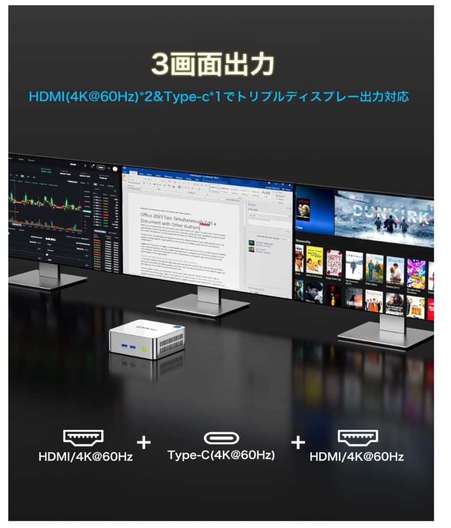 ミニPC GMKtec Intel Core i5-12450H 16GB+512GB