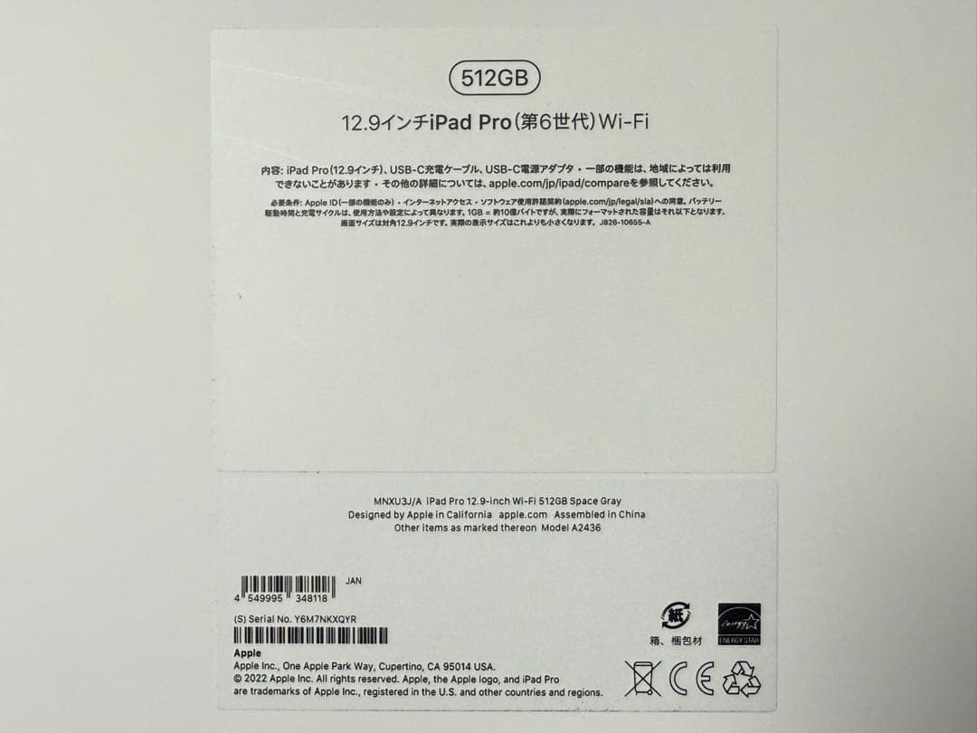 iPad Pro 12.9 inch 第6世代　512GB