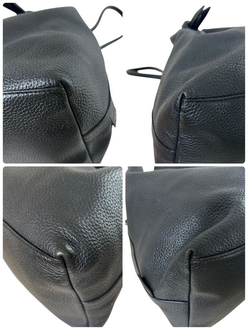 【美品】 VASIC bond 2way レザー ハンドバッグ 黒 シボ革