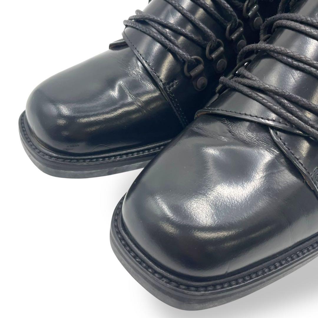 極美品　希少モデル　グッチ　マウンテンブーツ　レースアップ　レザー　黒　23