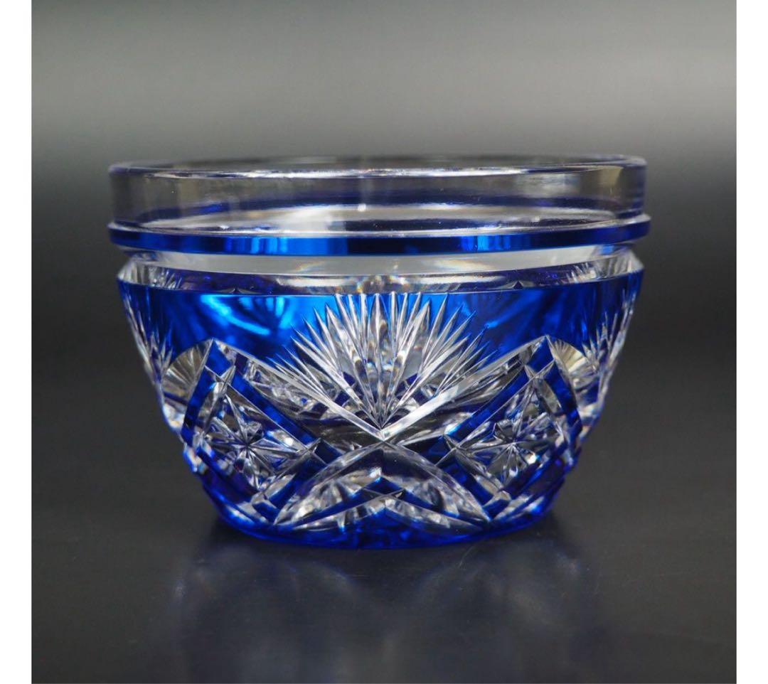 送料無料　区無形文化財伝統工芸士『小林英夫』作　江戸切子向付　共箱　真作保証