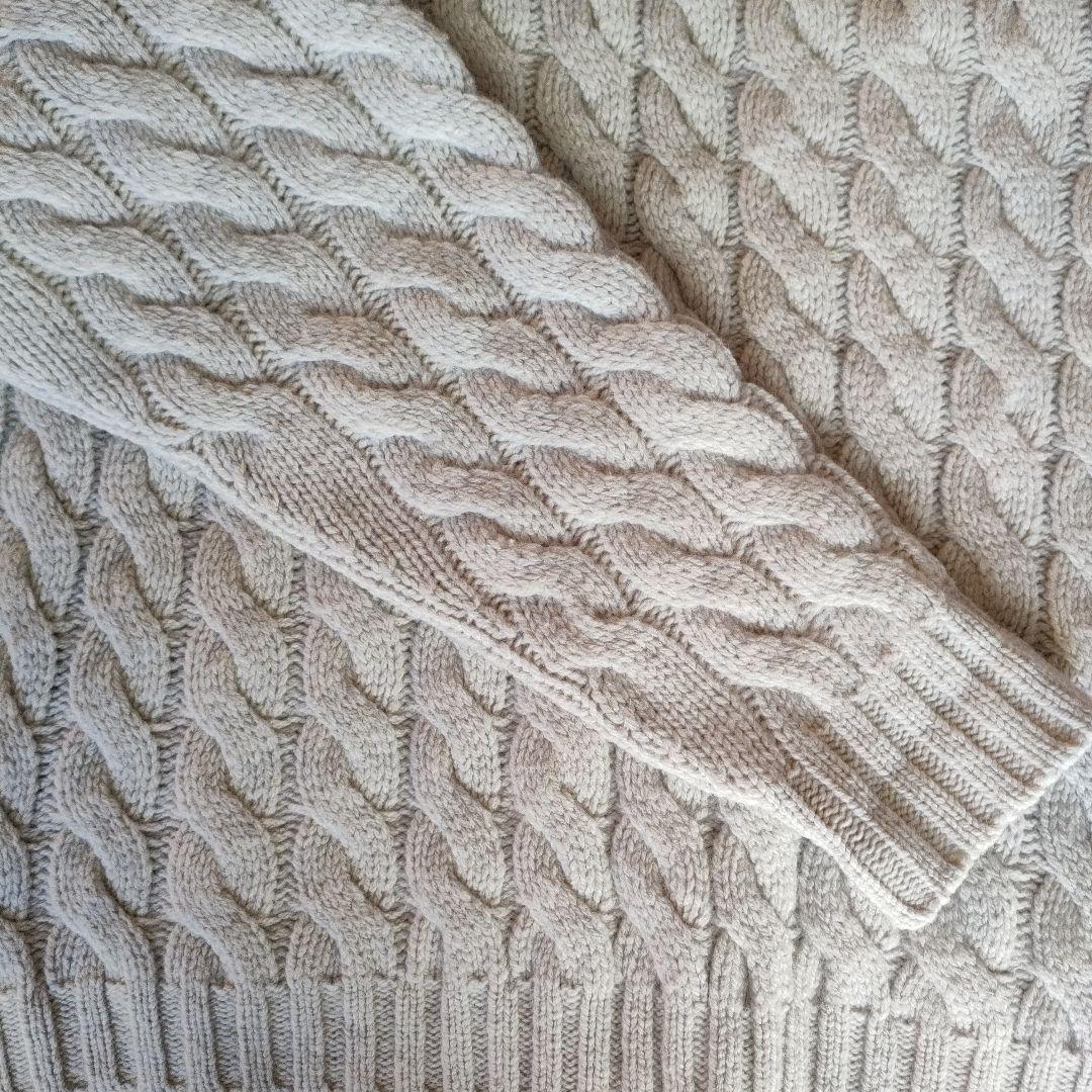 【ebureエブール】ケーブル編みオーバーサイズニットカーディガン　ライトグレー