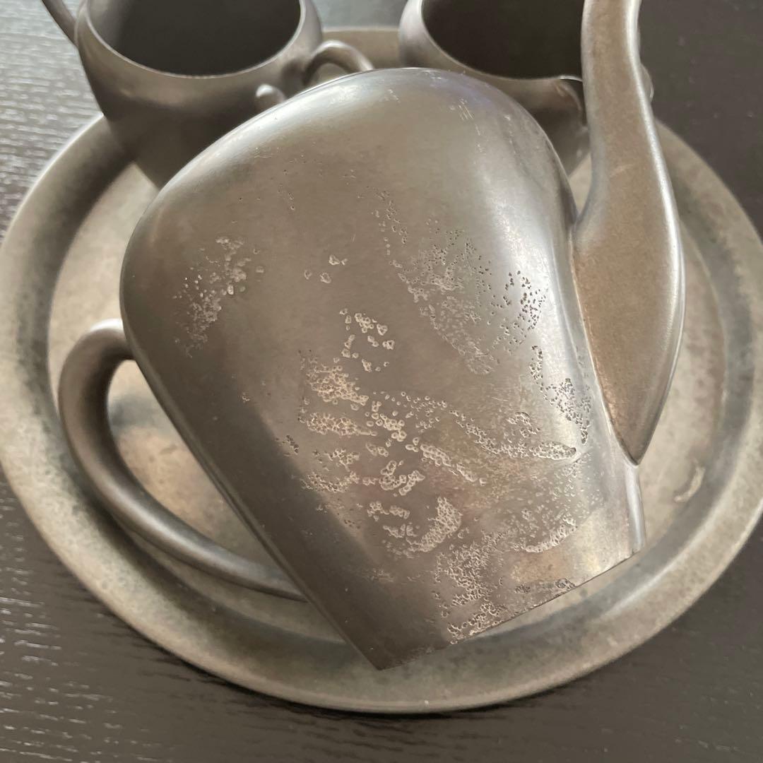 crescent pewter 社　ビンテージ　ピューター製ティーポットセット
