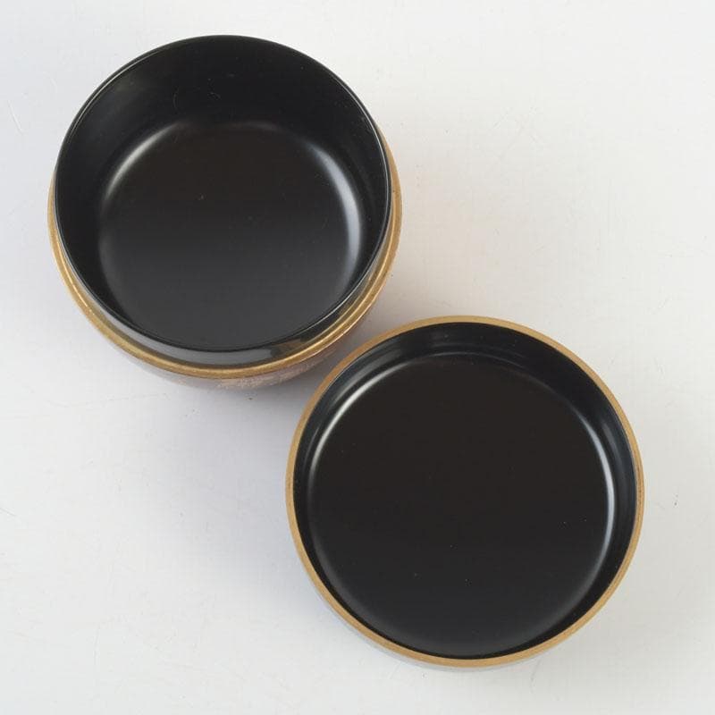 茶道具　漆塗　瑞雲造　老松蒔絵　平棗　共布共箱　V　9495