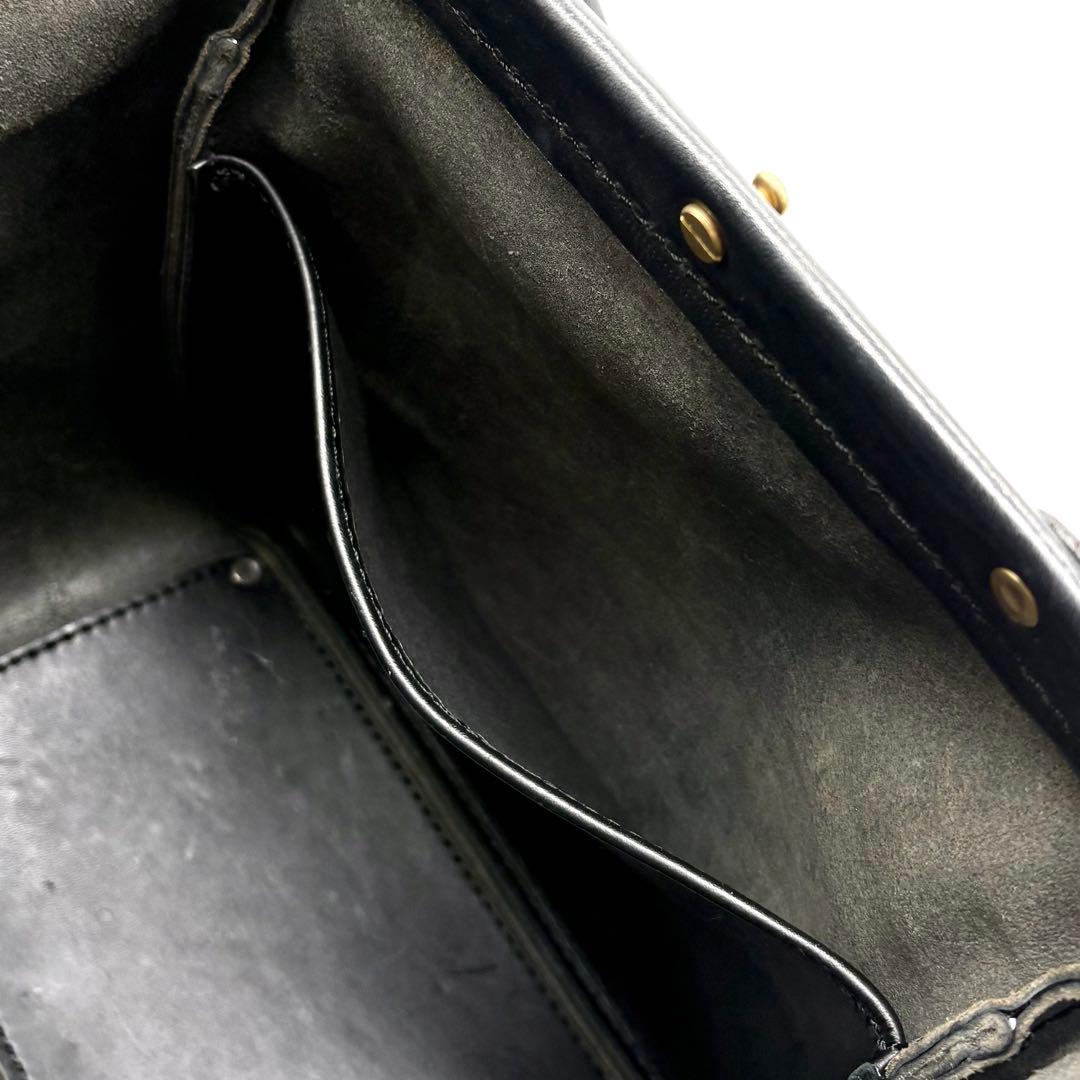 極美品✨ヘルツ オルガン 2way 口枠キューブトート M レザー ブラック