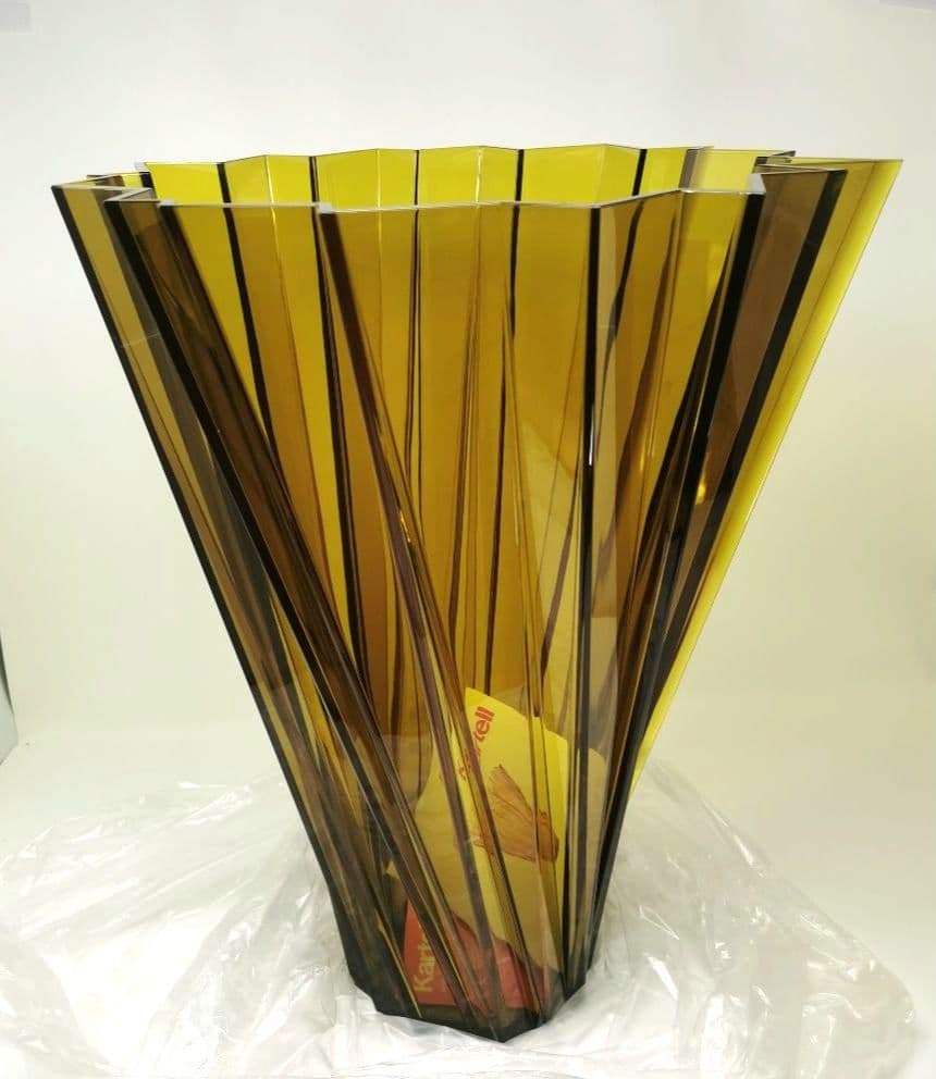 未使用 Kartell 花瓶 44cm 大型 イエロー系 フラワーベース