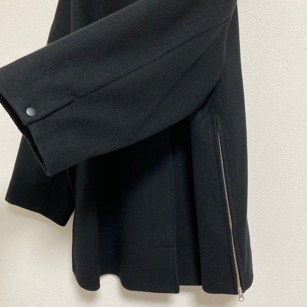 yuni　ウールスーパー100 ミドルレングス ステンコート　黒　F