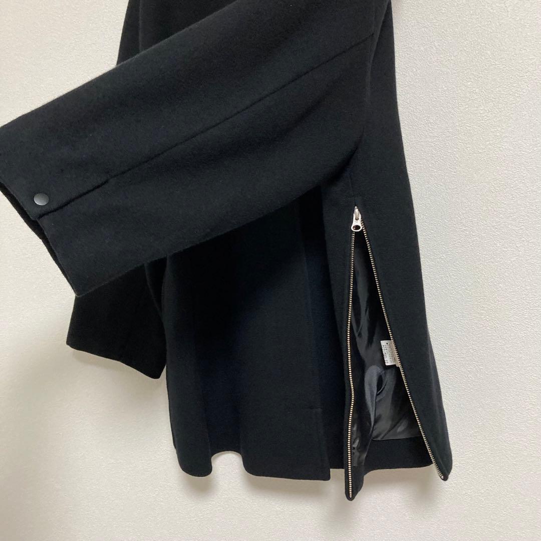 yuni　ウールスーパー100 ミドルレングス ステンコート　黒　F