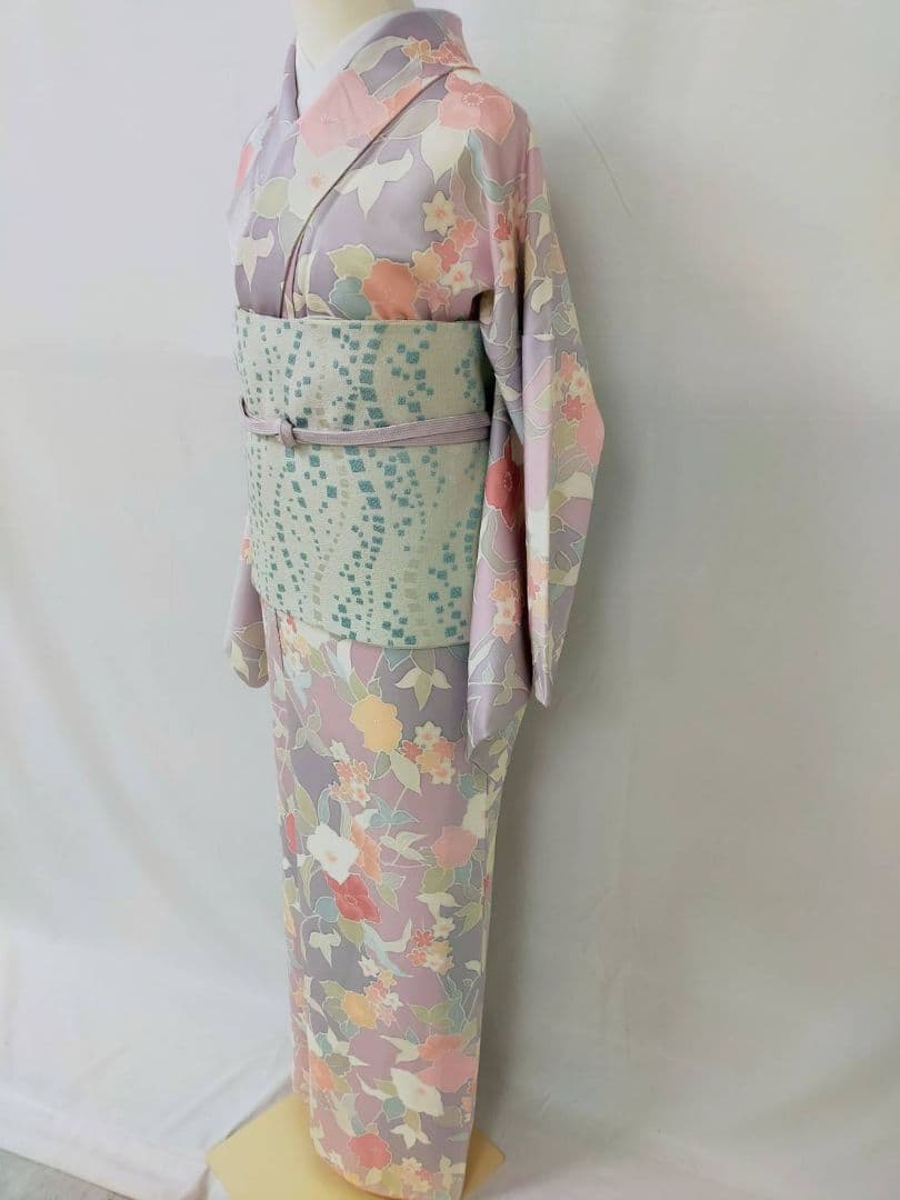 お見分け済　美品　正絹袷　紋意匠　友禅小紋単品