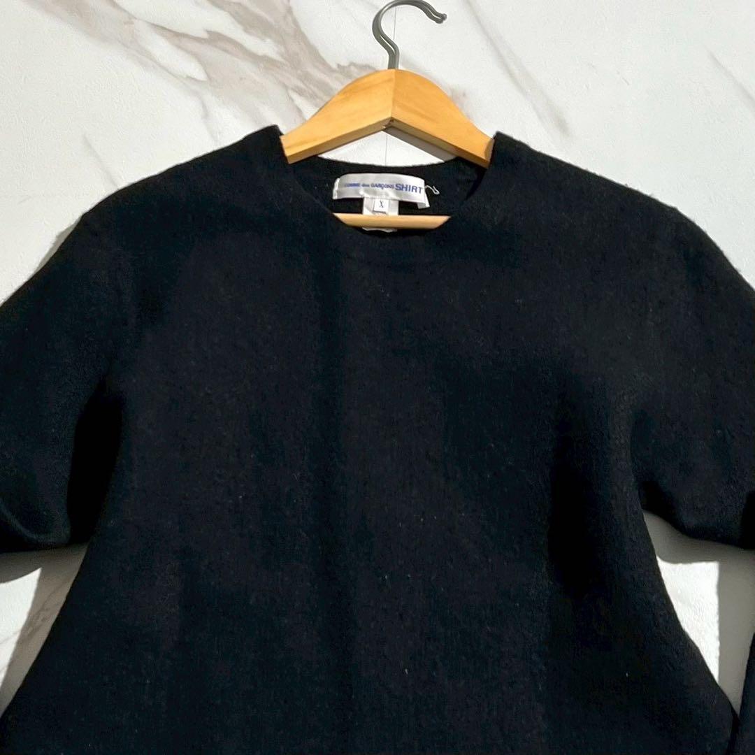 【美品✨希少】コムデギャルソン 縮絨ウール プルオーバーニット 黒 W24513