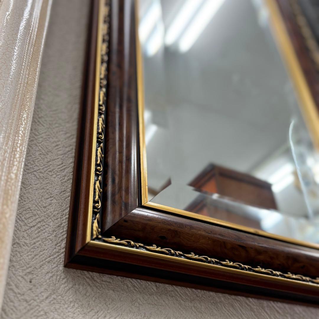 イタリア製 木製フレーム 壁掛け鏡