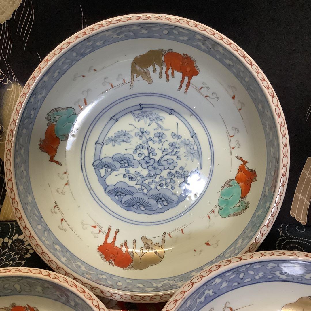 古伊万里　三つ鉢　鉢皿　女夫馬紋　幕末　馬年　九谷焼・大聖寺・李朝・輪島塗好き