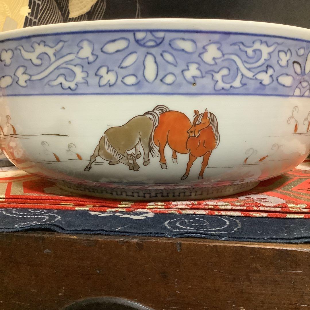 古伊万里　三つ鉢　鉢皿　女夫馬紋　幕末　馬年　九谷焼・大聖寺・李朝・輪島塗好き